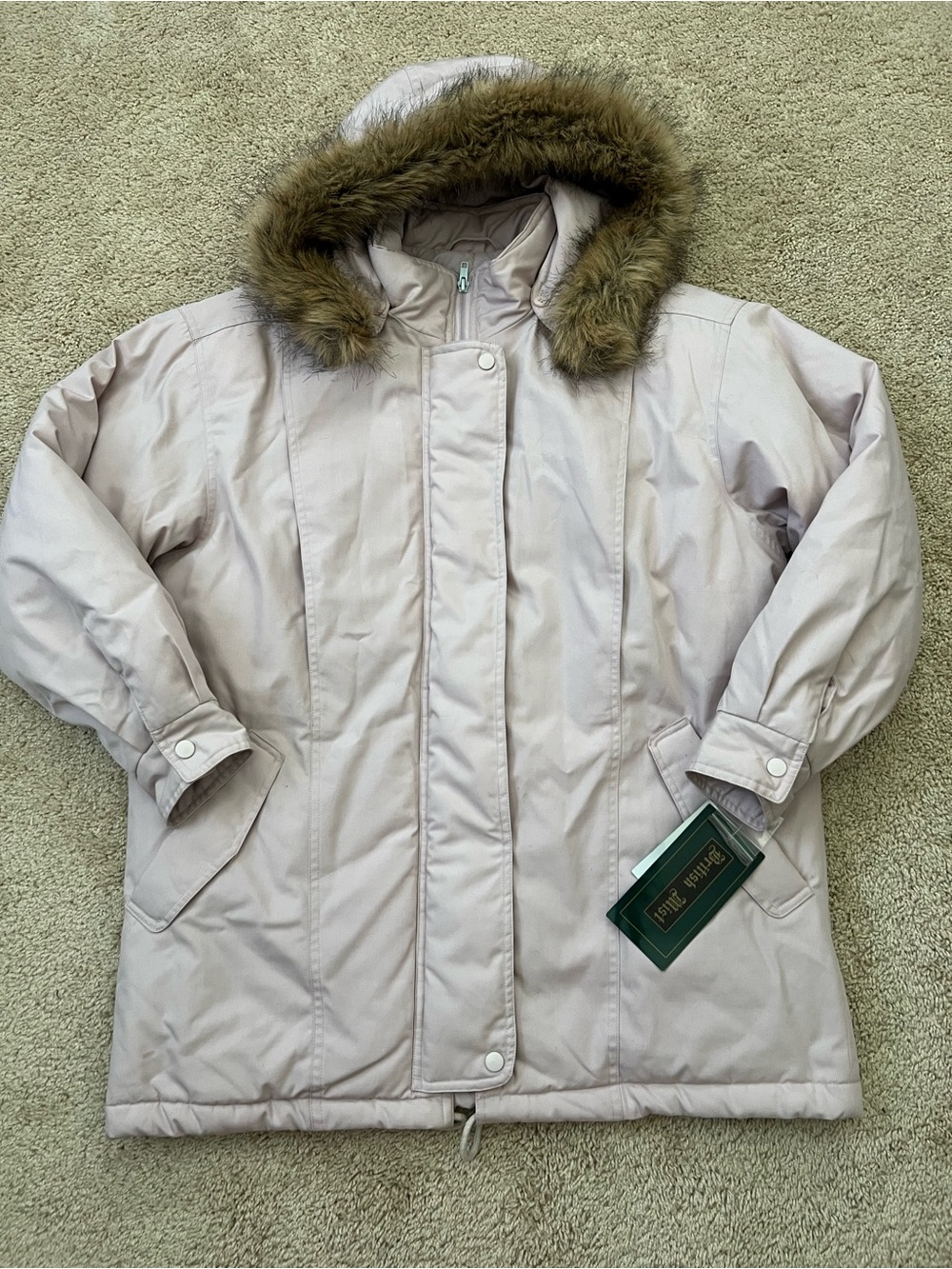 NWT Vintage British Mist Size Medium Parka Jacket Faux Fur Hood